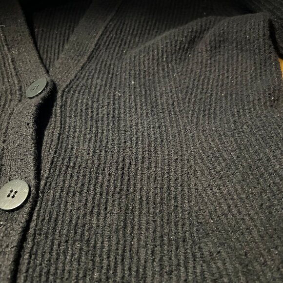 Women Helmut Lang Black V-Neck Ribbed Cotton Blend Chunky Cardigan Sweater S - Picture 12 of 13